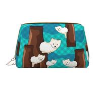 WZYCWB Leather travel cosmetic bag, Cute little raccoon portable cosmetic bag, large capacity cosmetic storage bag with pockets,