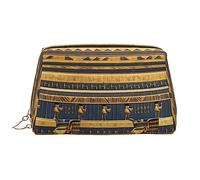 WZYCWB Leather travel cosmetic bag, Egyptian Pharaonic Frescoes portable cosmetic bag, large capacity cosmetic storage bag with pockets,