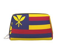WZYCWB Leather travel cosmetic bag, Flag of the Kingdom of Hawaii portable cosmetic bag, large capacity cosmetic storage bag with pockets,