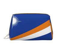 WZYCWB Leather travel cosmetic bag, Flag of the Marshall Islands portable cosmetic bag, large capacity cosmetic storage bag with pockets,