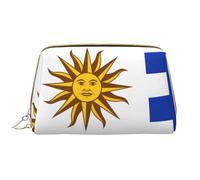 WZYCWB Leather travel cosmetic bag, Flag of Uruguay portable cosmetic bag, large capacity cosmetic storage bag with pockets,