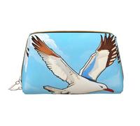 WZYCWB Leather travel cosmetic bag, Flying Seagulls portable cosmetic bag, large capacity cosmetic storage bag with pockets,