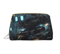 WZYCWB Leather travel cosmetic bag, Future Robot portable cosmetic bag, large capacity cosmetic storage bag with pockets,