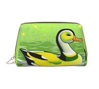 WZYCWB Leather travel cosmetic bag, Green Duck portable cosmetic bag, large capacity cosmetic storage bag with pockets,