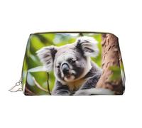 WZYCWB Leather travel cosmetic bag, Happy Cute koala portable cosmetic bag, large capacity cosmetic storage bag with pockets,