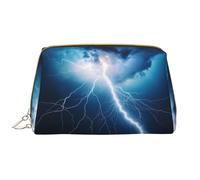 WZYCWB Leather travel cosmetic bag, lightning portable cosmetic bag, large capacity cosmetic storage bag with pockets,