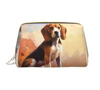 WZYCWB Leather travel cosmetic bag, Nerdy Beagle portable cosmetic bag, large capacity cosmetic storage bag with pockets,