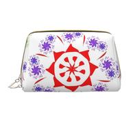 WZYCWB Leather travel cosmetic bag, Rotating purple flowers portable cosmetic bag, large capacity cosmetic storage bag with pockets,