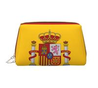 WZYCWB Leather travel cosmetic bag, Spanish flag portable cosmetic bag, large capacity cosmetic storage bag with pockets,
