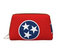 WZYCWB Leather travel cosmetic bag, Tennessee State Flag portable cosmetic bag, large capacity cosmetic storage bag with pockets,