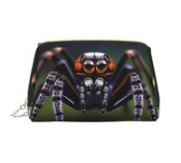 WZYCWB Leather travel cosmetic bag, Tropical rainforest spiders portable cosmetic bag, large capacity cosmetic storage bag with pockets,