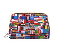 WZYCWB Leather travel cosmetic bag, Various flags portable cosmetic bag, large capacity cosmetic storage bag with pockets,