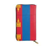 WZYCWB Leather Wallet, 7.5 * 4.1 Inch Long Clutch Bag, Zipper Compartment Large Storage, Good Gift for Friends Mongolian flag Printed