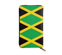 WZYCWB Leather Wallet, 7.5 * 4.1 Inch Long Clutch Bag, Zipper Compartment Large Storage, Good Gift for Friends jamaica flag Printed