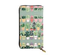 WZYCWB Leather Wallet, 7.5 * 4.1 Inch Long Clutch Bag, Zipper Compartment Large Storage, Good Gift for Friends Bonsai plant Printed