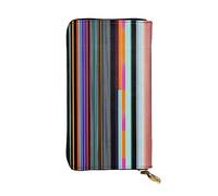 WZYCWB Leather Wallet, 7.5 * 4.1 Inch Long Clutch Bag, Zipper Compartment Large Storage, Good Gift for Friends Irregular vertical lines Printed