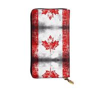 WZYCWB Leather Wallet, 7.5 * 4.1 Inch Long Clutch Bag, Zipper Compartment Large Storage, Good Gift for Friends Retro Canada Flag Printed