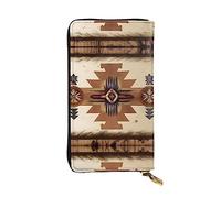 WZYCWB Leather Wallet, 7.5 * 4.1 Inch Long Clutch Bag, Zipper Compartment Large Storage, Good Gift for Friends Native American Patterns Printed