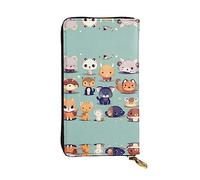 WZYCWB Leather Wallet, 7.5 * 4.1 Inch Long Clutch Bag, Zipper Compartment Large Storage, Good Gift for Friends Cute little animals Printed