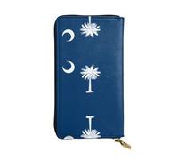 WZYCWB Leather Wallet, 7.5 * 4.1 Inch Long Clutch Bag, Zipper Compartment Large Storage, Good Gift for Friends South Carolina Flag Printed