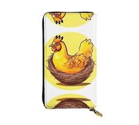 WZYCWB Leather Wallet, 7.5 * 4.1 Inch Long Clutch Bag, Zipper Compartment Large Storage, Good Gift for Friends Bird's Nest Golden Chicken Printed