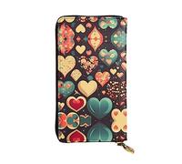 WZYCWB Leather Wallet, 7.5 * 4.1 Inch Long Clutch Bag, Zipper Compartment Large Storage, Good Gift for Friends Heart Crush Flower Printed
