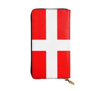 WZYCWB Leather Wallet, 7.5 * 4.1 Inch Long Clutch Bag, Zipper Compartment Large Storage, Good Gift for Friends Denmark Danish Flag Printed
