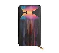 WZYCWB Leather Wallet, 7.5 * 4.1 Inch Long Clutch Bag, Zipper Compartment Large Storage, Good Gift for Friends Colorful rainbow rain Printed