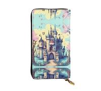WZYCWB Leather Wallet, 7.5 * 4.1 Inch Long Clutch Bag, Zipper Compartment Large Storage, Good Gift for Friends Fairytale Castle Printed