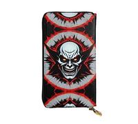 WZYCWB Leather Wallet, 7.5 * 4.1 Inch Long Clutch Bag, Zipper Compartment Large Storage, Good Gift for Friends Red and Black Evil Ghost Printed