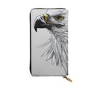 WZYCWB Leather Wallet, 7.5 * 4.1 Inch Long Clutch Bag, Zipper Compartment Large Storage, Good Gift for Friends Sketching an eagle Printed