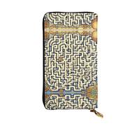 WZYCWB Leather Wallet, 7.5 * 4.1 Inch Long Clutch Bag, Zipper Compartment Large Storage, Good Gift for Friends Labyrinth Treasure Map Printed