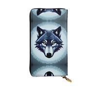 WZYCWB Leather Wallet, 7.5 * 4.1 Inch Long Clutch Bag, Zipper Compartment Large Storage, Good Gift for Friends Fierce wolf head Printed