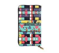 WZYCWB Leather Wallet, 7.5 * 4.1 Inch Long Clutch Bag, Zipper Compartment Large Storage, Good Gift for Friends Geometric patterns Printed