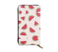 WZYCWB Leather Wallet, 7.5 * 4.1 Inch Long Clutch Bag, Zipper Compartment Large Storage, Good Gift for Friends Pink watermelon Printed