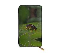 WZYCWB Leather Wallet, 7.5 * 4.1 Inch Long Clutch Bag, Zipper Compartment Large Storage, Good Gift for Friends Insects on leaves Printed