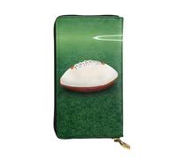 WZYCWB Leather Wallet, 7.5 * 4.1 Inch Long Clutch Bag, Zipper Compartment Large Storage, Good Gift for Friends White Rugby Ball Printed