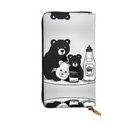 WZYCWB Leather Wallet, 7.5 * 4.1 Inch Long Clutch Bag, Zipper Compartment Large Storage, Good Gift for Friends Cute milk bottle bear Printed