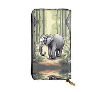 WZYCWB Leather Wallet, 7.5 * 4.1 Inch Long Clutch Bag, Zipper Compartment Large Storage, Good Gift for Friends Walking elephant Printed