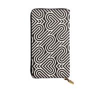 WZYCWB Leather Wallet, 7.5 * 4.1 Inch Long Clutch Bag, Zipper Compartment Large Storage, Good Gift for Friends Black curved texture Printed