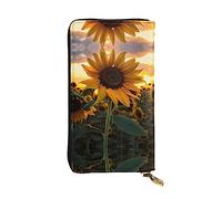 WZYCWB Leather Wallet, 7.5 * 4.1 Inch Long Clutch Bag, Zipper Compartment Large Storage, Good Gift for Friends Farm Sunflower Printed