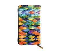 WZYCWB Leather Wallet, 7.5 * 4.1 Inch Long Clutch Bag, Zipper Compartment Large Storage, Good Gift for Friends Rainbow Fish Scale Printed
