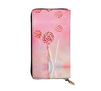 WZYCWB Leather Wallet, 7.5 * 4.1 Inch Long Clutch Bag, Zipper Compartment Large Storage, Good Gift for Friends Colorful lollipop Printed