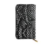 WZYCWB Leather Wallet, 7.5 * 4.1 Inch Long Clutch Bag, Zipper Compartment Large Storage, Good Gift for Friends Black and white corrugated dots Printed