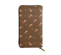 WZYCWB Leather Wallet, 7.5 * 4.1 Inch Long Clutch Bag, Zipper Compartment Large Storage, Good Gift for Friends Chocolate Squares Cake Printed