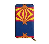 WZYCWB Leather Wallet, 7.5 * 4.1 Inch Long Clutch Bag, Zipper Compartment Large Storage, Good Gift for Friends Arizona Flag Printed