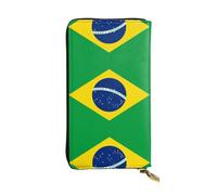WZYCWB Leather Wallet, 7.5 * 4.1 Inch Long Clutch Bag, Zipper Compartment Large Storage, Good Gift for Friends Brazilian flag Printed