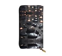 WZYCWB Leather Wallet, 7.5 * 4.1 Inch Long Clutch Bag, Zipper Compartment Large Storage, Good Gift for Friends Black Mystery Heart Stone Printed