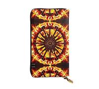 WZYCWB Leather Wallet, 7.5 * 4.1 Inch Long Clutch Bag, Zipper Compartment Large Storage, Good Gift for Friends Turning the flame Printed