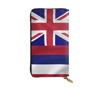 WZYCWB Leather Wallet, 7.5 * 4.1 Inch Long Clutch Bag, Zipper Compartment Large Storage, Good Gift for Friends Flag of Hawaii American Printed
